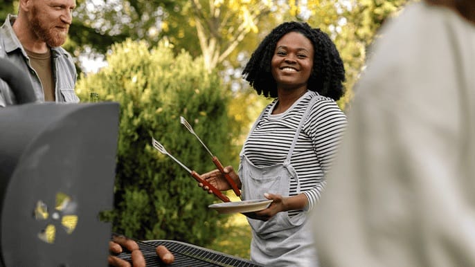 Friends and family over for a cookout